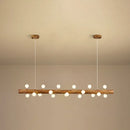 Modern linear brown wood island pendant – kitchen dining room light