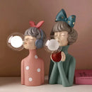DecorBites™ Bubble Girl Resin Statue: Bedroom Night Light & Desk Ornament