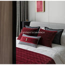 DecorBites™ Burgundy Velvet Geometric Embroidered Bed Runner Luxury Bedroom Hotel Wedding