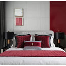 DecorBites™ Burgundy Velvet Geometric Embroidered Bed Runner Luxury Bedroom Hotel Wedding