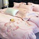 Decorbites butterfly embroidery white & pink bedding set bedroom luxury