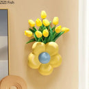 Decorbites cartoon flower vase pink & yellow bedroom wall decor