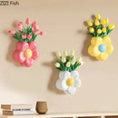 Decorbites cartoon flower vase pink & yellow bedroom wall decor