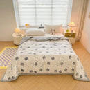 Decorbites cartoon print cream velvet quilted blanket bedroom bedding