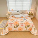 Decorbites cartoon print cream velvet quilted blanket bedroom bedding