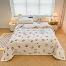 Decorbites cartoon print cream velvet quilted blanket bedroom bedding
