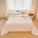 Decorbites cartoon print cream velvet quilted blanket bedroom bedding
