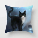 Decorbites cat printed plush cushion cover black & white living room