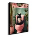 DecorBites™ Cat Reading on Toilet Canvas Wall Art