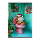 DecorBites™ Cat Reading on Toilet Canvas Wall Art