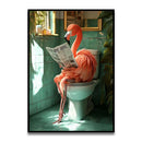 DecorBites™ Cat Reading on Toilet Canvas Wall Art