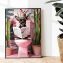 DecorBites™ Cat Reading on Toilet Canvas Wall Art