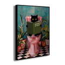 DecorBites™ Cat Reading on Toilet Wall Art