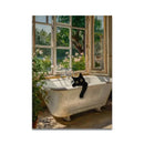 DecorBites™ Cat Reading on Toilet Wall Art