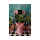 DecorBites™ Cat Reading on Toilet Wall Art