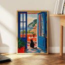DecorBites™ Cat Reading on Toilet Wall Art
