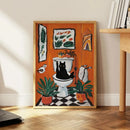 DecorBites™ Cat Reading on Toilet Wall Art