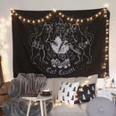 Decorbites cat witchcraft black rose tapestry bedroom wall hanging
