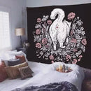 Decorbites cat witchcraft black rose tapestry bedroom wall hanging