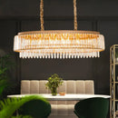 DecorBites™ Champagne Crystal Prism Island Pendant - Modern Chic Oval Dining Room Light Fixture