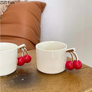 Modern white ceramic cherry handle mug dining room cup
