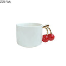 Modern white ceramic cherry handle mug dining room cup