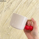 Modern white ceramic cherry handle mug dining room cup