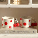 Decorbites cherry porcelain red polka dot mug kitchen teacup