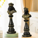 Regal black & gold resin chess figurines living room decor