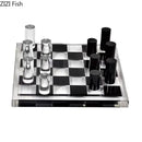 Glossy black & silver chessboard desk ornament bedroom decor