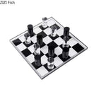 Glossy black & silver chessboard desk ornament bedroom decor