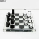Glossy black & silver chessboard desk ornament bedroom decor