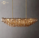 DecorBites™ Chiara Smoke Glass Tiered Chandelier - Modern Large Rectangular Hanging Lights