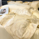 Chic embroidered light blue and gold bedding set bedroom decor