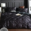 Bronze satin quilted chiffon flower duvet cover set bedroom bedding
