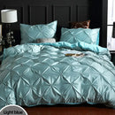 Bronze satin quilted chiffon flower duvet cover set bedroom bedding