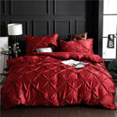 Bronze satin quilted chiffon flower duvet cover set bedroom bedding