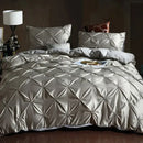 Bronze satin quilted chiffon flower duvet cover set bedroom bedding