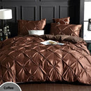 Bronze satin quilted chiffon flower duvet cover set bedroom bedding