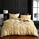 Bronze satin quilted chiffon flower duvet cover set bedroom bedding
