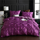 Bronze satin quilted chiffon flower duvet cover set bedroom bedding