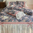 Princess pink & cream chiffon lace ruffles bedding set bedroom