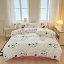 Cartoon print white & pink lamb bedding set for bedroom cozy decor