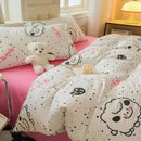 Cartoon print white & pink lamb bedding set for bedroom cozy decor