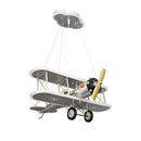 Yellow & silver biplane aircraft led chandelier for boys bedroom