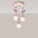 Pink and gold unicorn carousel led chandeliers bedroom pendant light