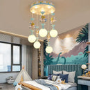 Pink and gold unicorn carousel led chandeliers bedroom pendant light