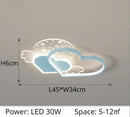 Pink heart wing love led chandelier bedroom ceiling light