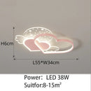 Pink heart wing love led chandelier bedroom ceiling light