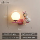 Creative cartoon eye protection pink wall lamp bedroom girl figurine